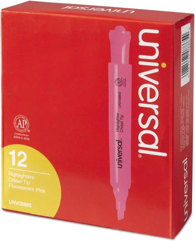 Alt view image 14 of 16 - Universal 08865 Desk Highlighter- Chisel Tip- Fluorescent Pink- 12/Pk