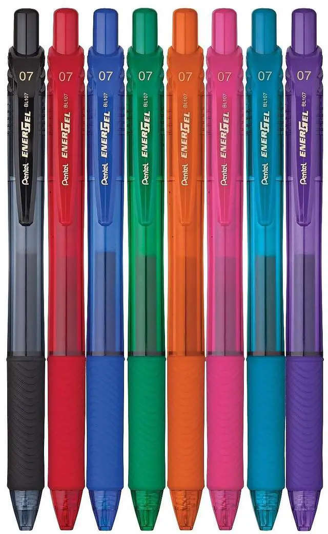 Alt view image 4 of 6 - Pentel Gel Pens Retractable .7mm 8/PK Assorted Barrel/Ink BL107CRBP8M