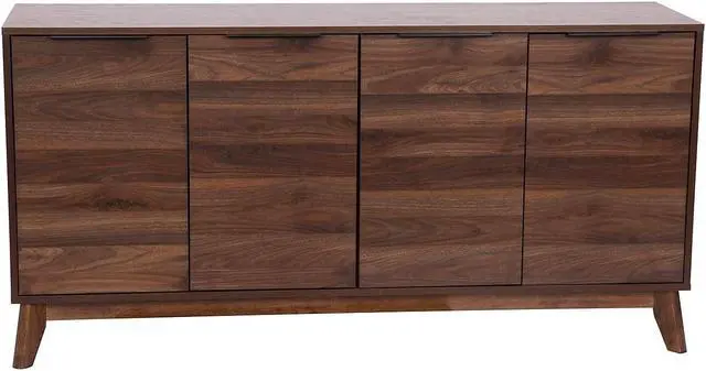 Alt view image 6 of 12 - Hatfield Mid-Century Modern 60 Inch 4 Door Storage Buffet Sideboard, 4 Soft Close Doors, Adjustable Shelves, TV Stand for up to 64" TV's, Dark Walnut