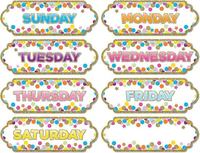 Alt view image 2 of 4 - Ashley Productions Magnetic Die-Cut Timesavers & Labels Confetti Days of the Week 6 Packs (ASH19006-6)