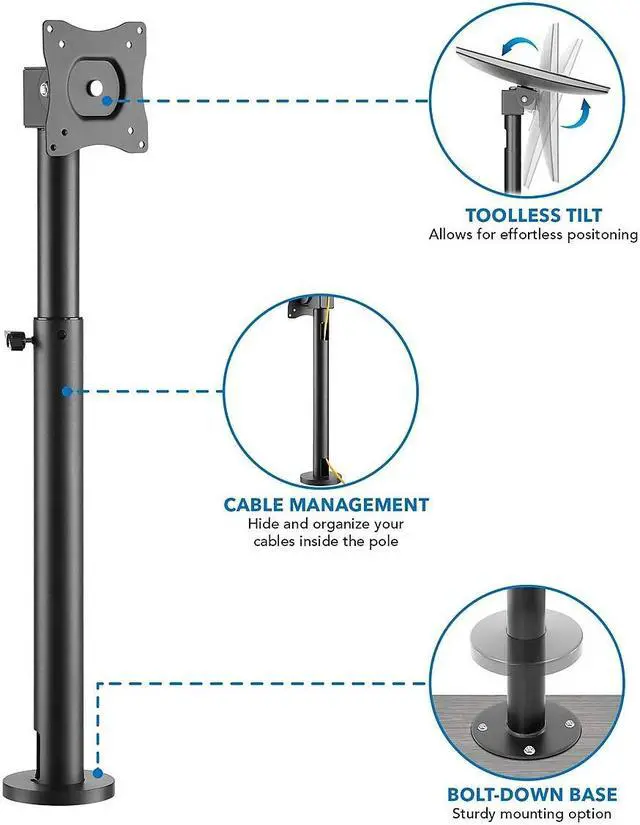 Alt view image 10 of 13 - Mount-It! Adjustable POS Monitor Mount Up to 23" Black (MI-3796)