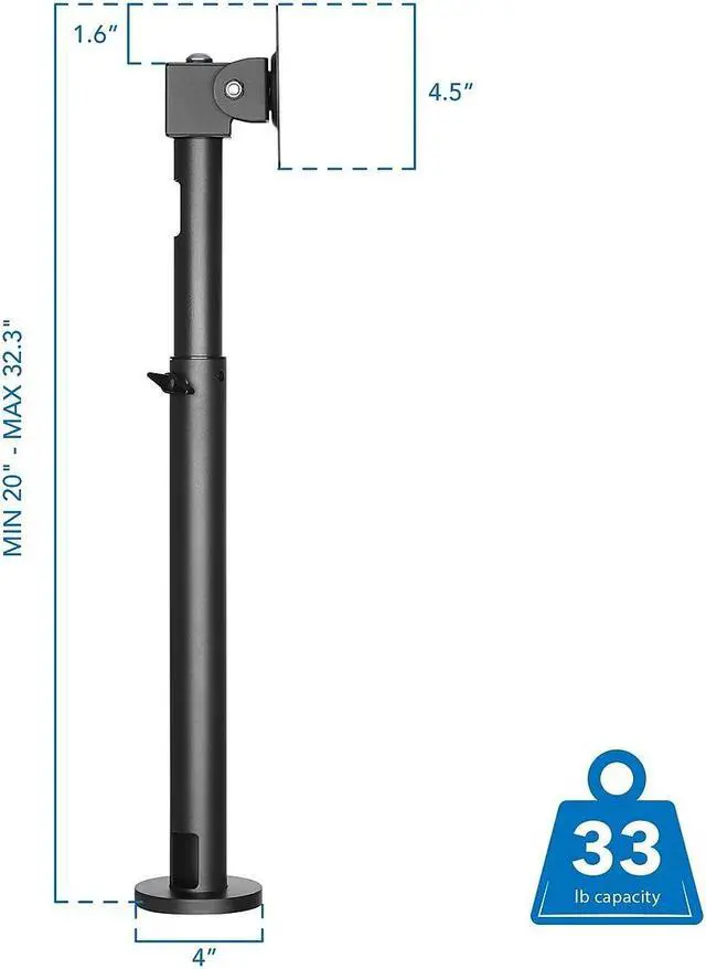Alt view image 12 of 13 - Mount-It! Adjustable POS Monitor Mount Up to 23" Black (MI-3796)