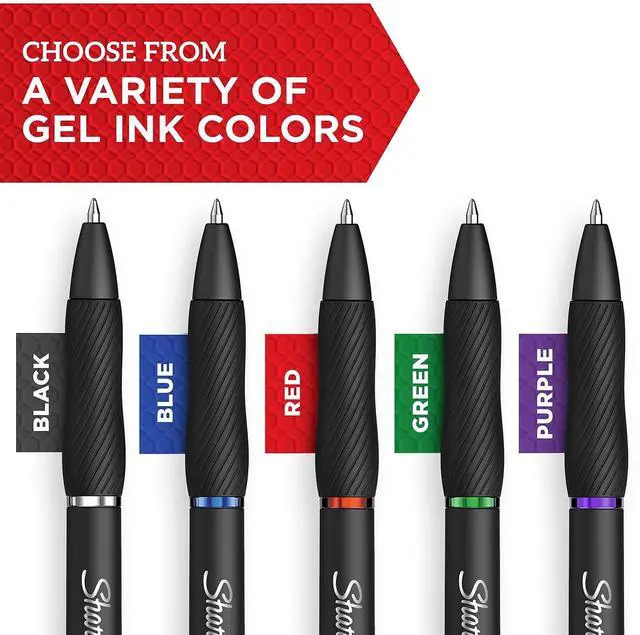 Alt view image 3 of 7 - Sharpie S-Gel Retractable Gel Pen Medium Point Black Ink 4/Pack (2096134)