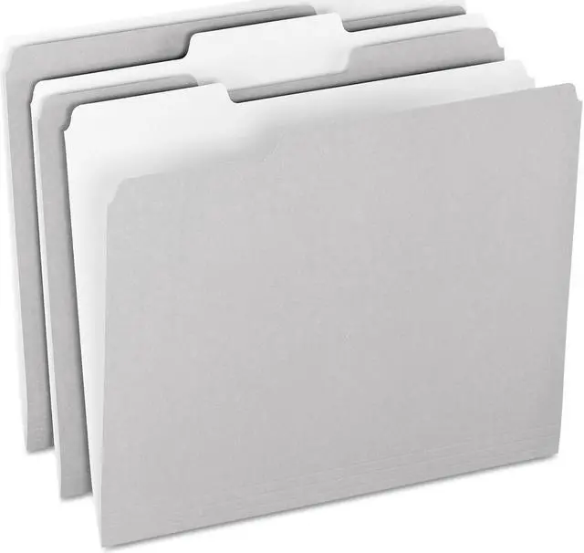 Main image of Pendaflex 1521/3GRA Two-Tone File Folders- 1/3 Cut- Top Tab- Letter- Gray/Light Gray- 100/Box