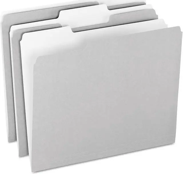 Alt view image 3 of 3 - Pendaflex 1521/3GRA Two-Tone File Folders- 1/3 Cut- Top Tab- Letter- Gray/Light Gray- 100/Box