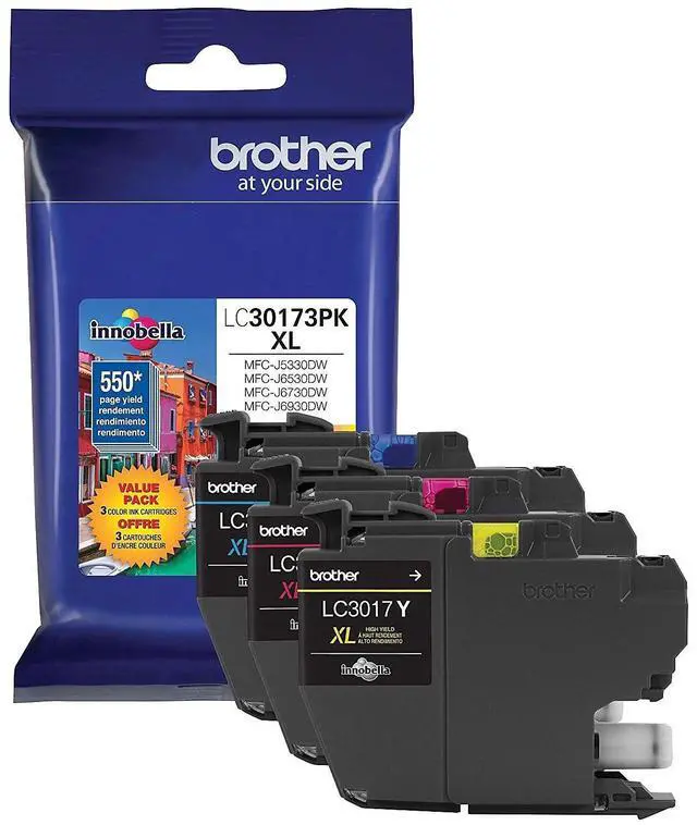 Alt view image 10 of 11 - Brother LC30173PK High Yield Ink Cartridge - Combo Pack - Cyan/Magenta/Yellow