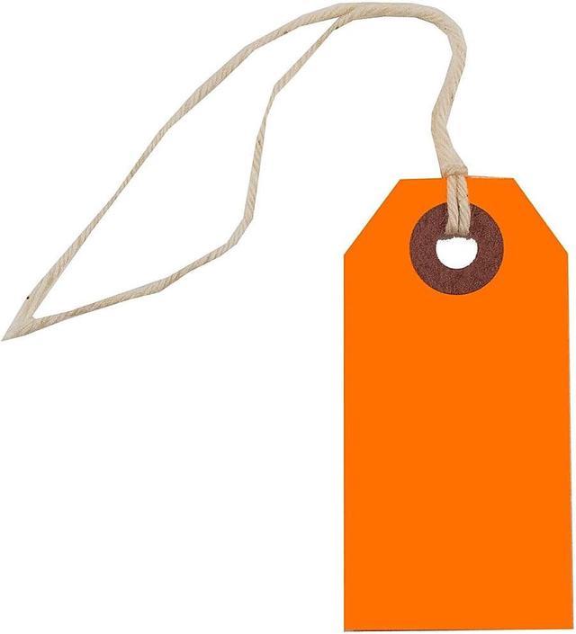 JAM Paper Gift Tags with String Tiny 2 3/4 x 1 3/8 Neon Orange 10