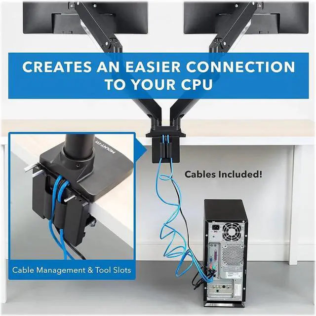 Alt view image 15 of 15 - Mount-It! Adjustable Dual-Monitor Mount Up to 35" Black (MI-4772)