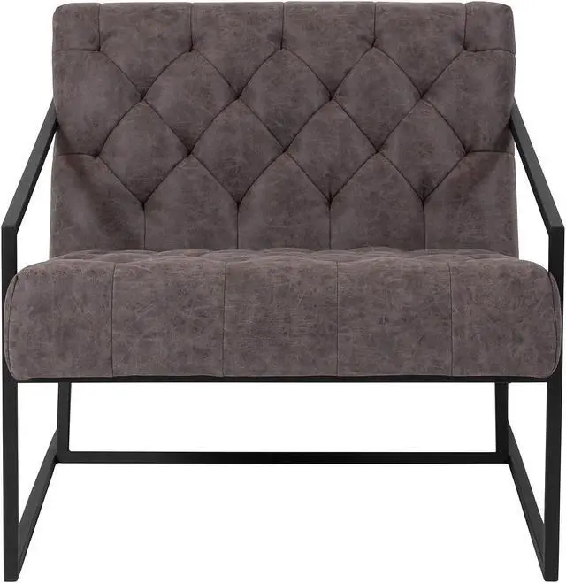 Alt view image 19 of 20 - HERCULES Madison Series Retro Gray LeatherSoft Tufted Lounge Chair