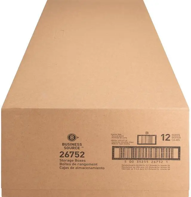 Alt view image 2 of 8 - Business Source Storage Boxes Ltr 500 lb 12"x24"x10" 12/CT White 26752
