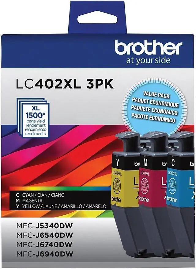 Alt view image 4 of 9 - Brother Original High Yield Ink Cartridge Cyan Magenta Yellow 3 Pack LC402XL3PKS