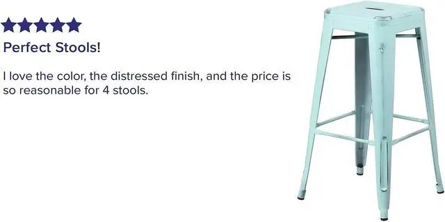 Alt view image 5 of 14 - Flash Furniture Commercial Grade 30" High Backless Distressed Green-Blue Metal Indoor-Outdoor Barstool 4 Pack (4ETBT350330DB)