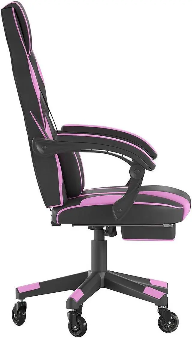 Alt view image 7 of 19 - X40 Gaming Chair Racing Computer Chair with Fully Reclining Back/Arms and Transparent Roller Wheels, Slide-Out Footrest, - Black/Purple