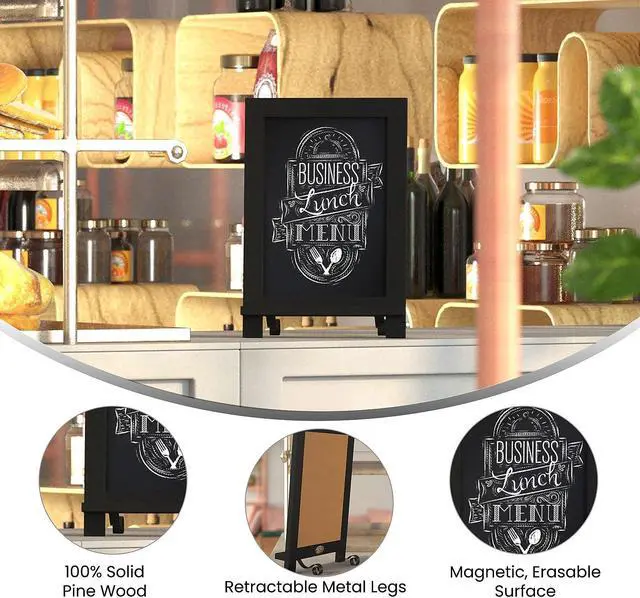 Alt view image 3 of 19 - Flash Furniture Canterbury Tabletop Magnetic Chalkboard Sign Black 9.5" x 14" (HFKHDGDIS222315)