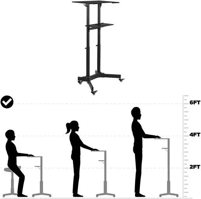 Alt view image 12 of 12 - Mount-It! 24"W Portable Lectern Adjustable Aluminum Standing Podium Black (MI-7971)