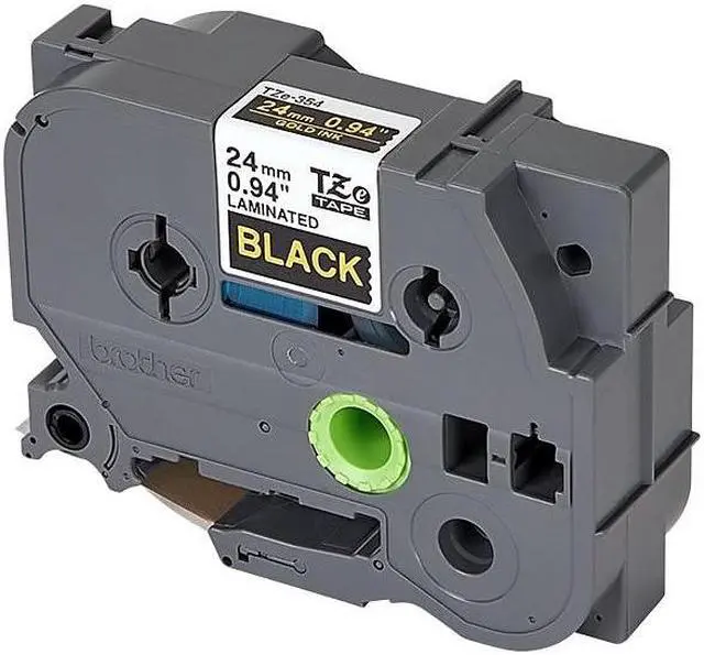 Alt view image 11 of 17 - Brother TZe-354 Labelling Tape Cassette - Gold on Black, 24mm wide