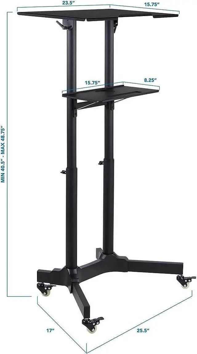 Alt view image 8 of 12 - Mount-It! 24"W Portable Lectern Adjustable Aluminum Standing Podium Black (MI-7971)