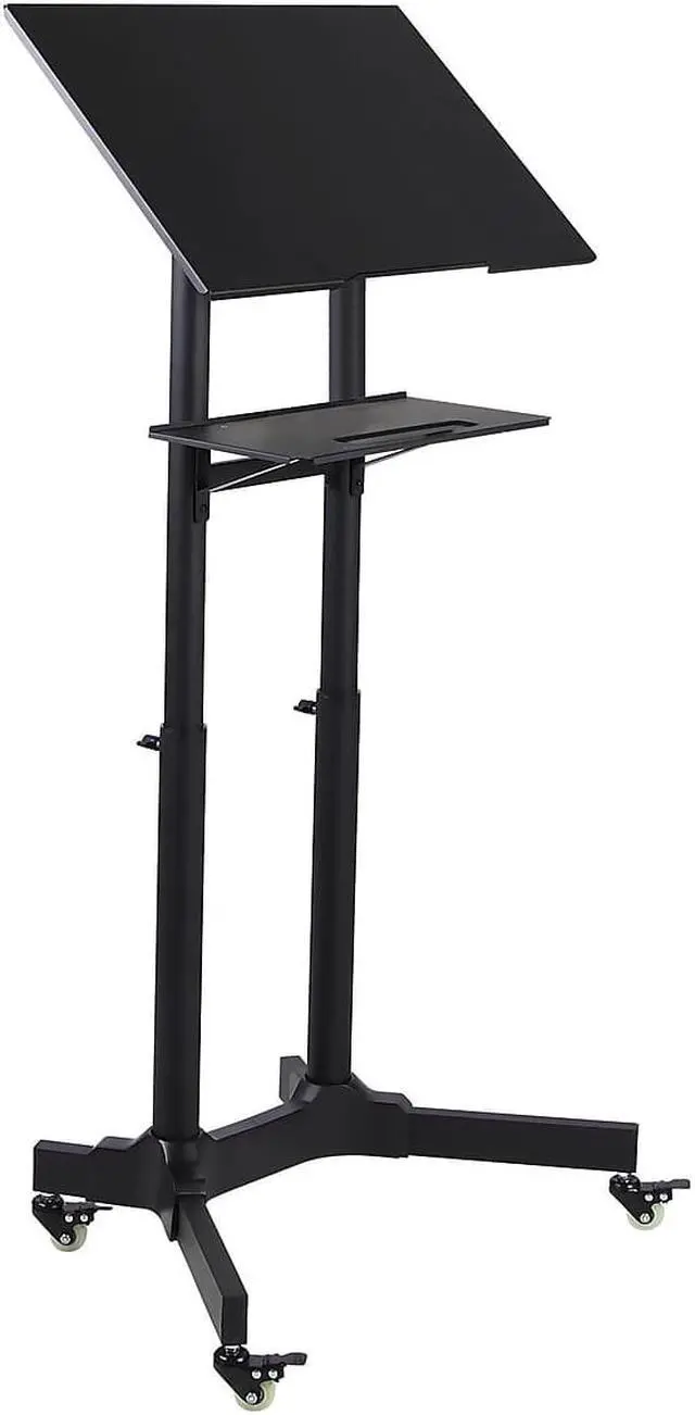 Alt view image 7 of 12 - Mount-It! 24"W Portable Lectern Adjustable Aluminum Standing Podium Black (MI-7971)