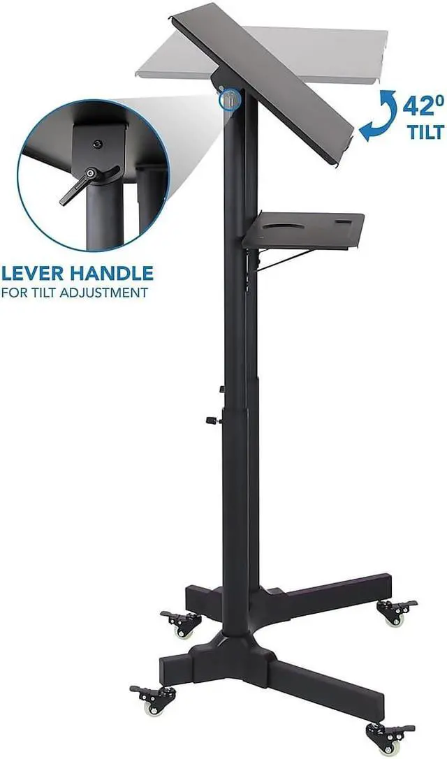 Alt view image 9 of 12 - Mount-It! 24"W Portable Lectern Adjustable Aluminum Standing Podium Black (MI-7971)