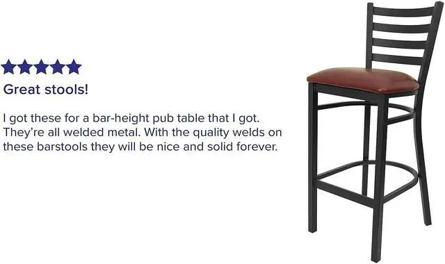 Alt view image 3 of 14 - 2 Pk. HERCULES Series Black Ladder Back Metal Restaurant Barstool - Burgundy Vinyl Seat