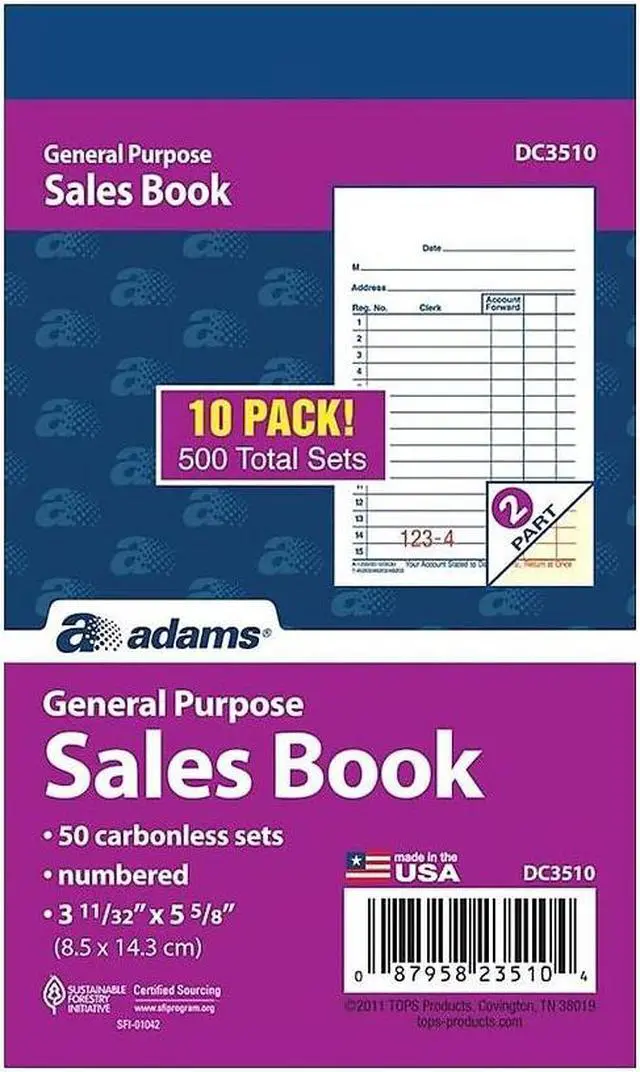 Alt view image 4 of 4 - Adams 2-Part Carbonless Sales Orders Book 5.63"L x 3.34"W 50 Forms/Book 509037