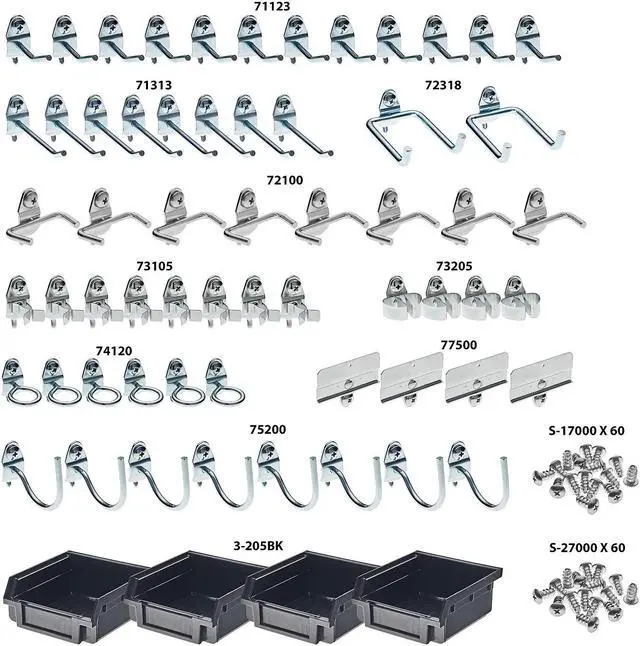 Alt view image 6 of 6 - Durahook Pegboard Hook Assortment Kit Silver Zinc Plated Steel  Steel 76964