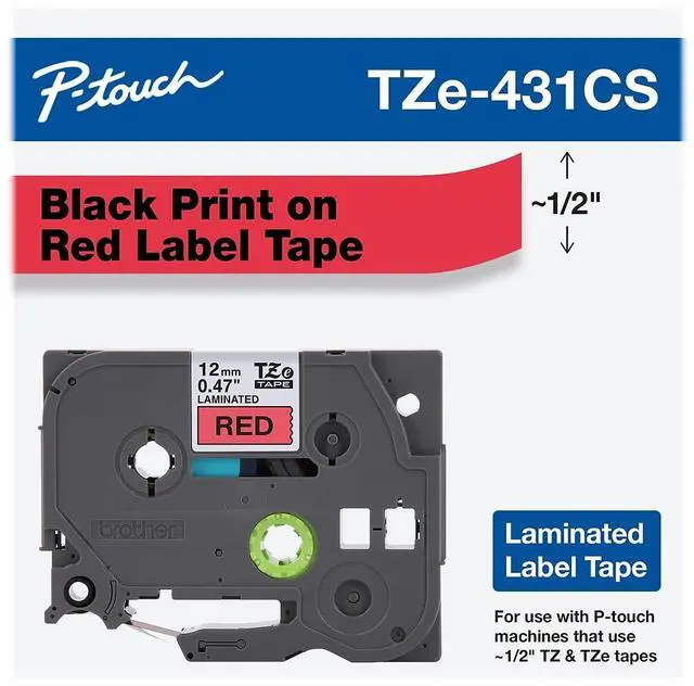 Alt view image 3 of 6 - 12MM BLACK TEXT ON RED LABEL TAPE