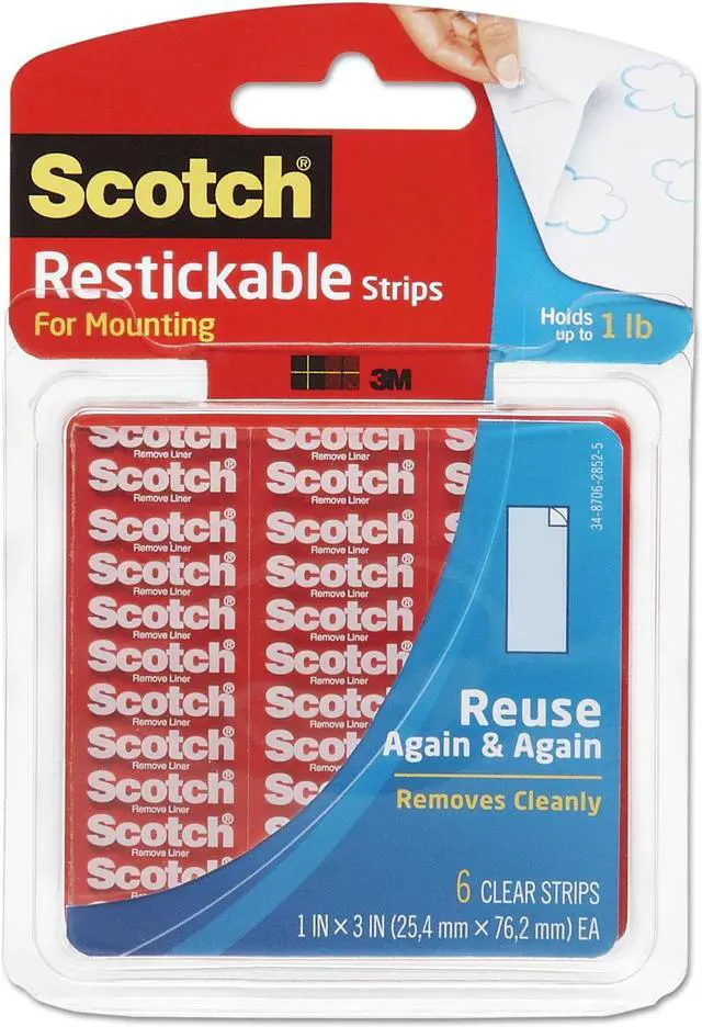 Alt view image 14 of 20 - Scotch Restickable Mounting Tabs 1" x 3" Clear 6/Pack R101