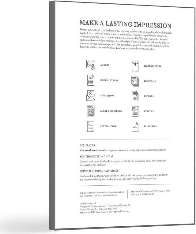 Alt view image 10 of 12 - Southworth Company SOUZ560CK Fine Linen Paper- 65lb- Acid-free-Lignin- Ivory