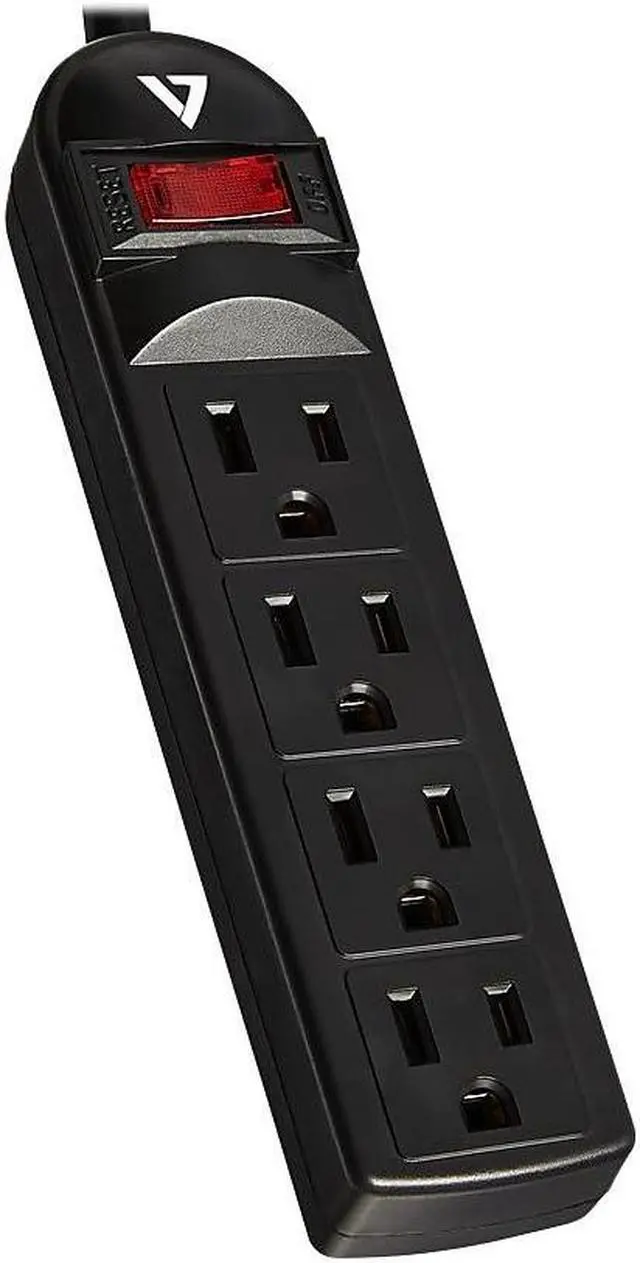 Alt view image 4 of 7 - V7 4-Outlet Home/Office Surge Protector 450 Joules Black SA0414B9N6