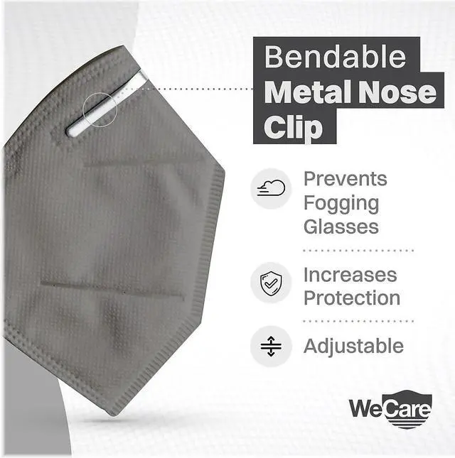 Alt view image 11 of 13 - WeCare Protective Disposable KN95 Face Mask, 5-Ply Layer (20 Individually Wrapped) - Dark Gray