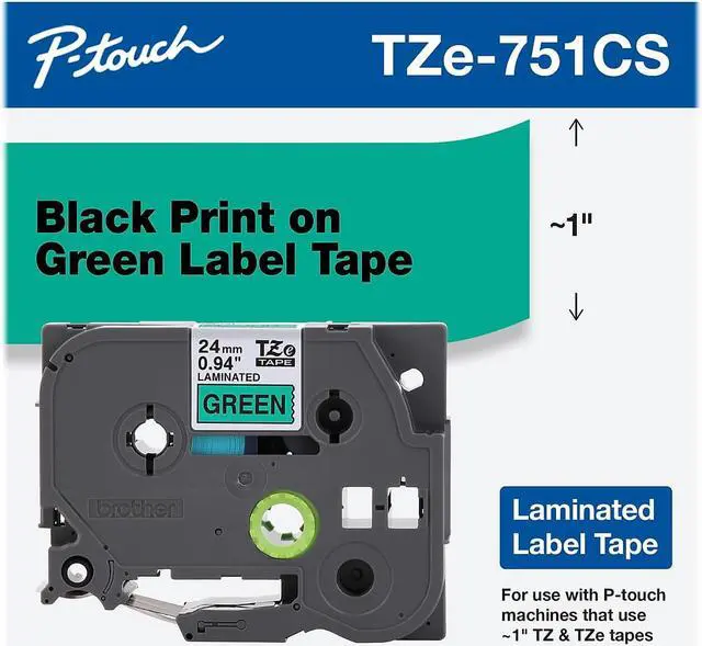 Alt view image 5 of 15 - 24MM BLACK TEXT ON GREEN LABEL TAPE