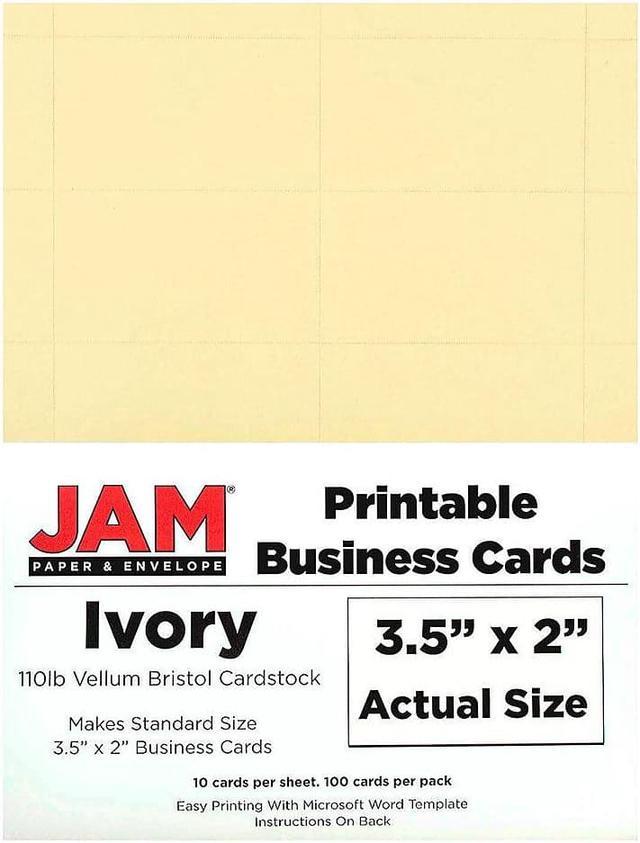 JAM Printable Business Cards, 3 1/2 x 2, 100/Pack, White Vellum 