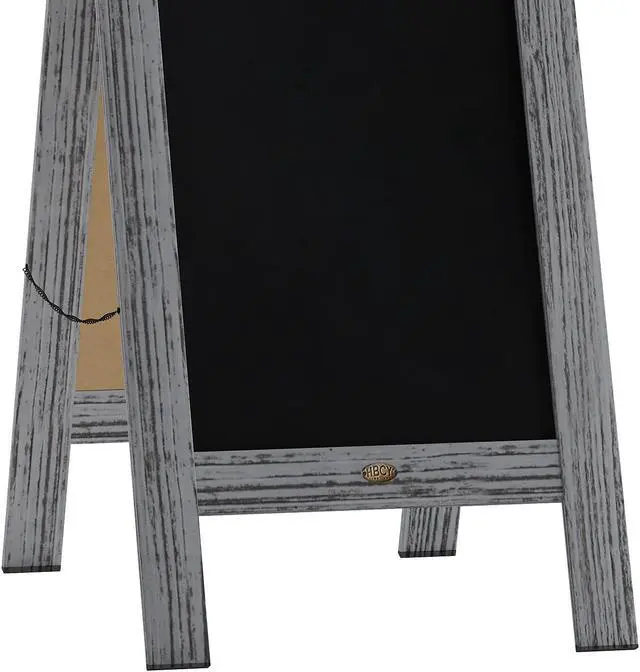 Alt view image 11 of 19 - Canterbury 40" x 20" Vintage Wooden A-Frame Magnetic Indoor/Outdoor Chalkboard Sign, Freestanding Double Sided Extra Large Message Board, Graywash