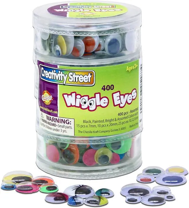 Alt view image 2 of 5 - ChenilleKraft Stacking Jar Wiggle Eyes - 400 Piece(s) - 0.28", 0.39", 0.47", 0.59", 0.79" - Assorted