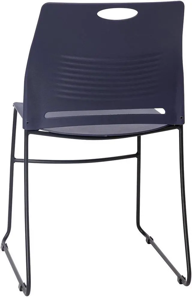 Alt view image 10 of 15 - HERCULES Series Commercial Grade 660 lb. Capacity Navy Plastic Stack Chair with Black Powder Coated Sled Base Frame and Integrated Carrying Handle