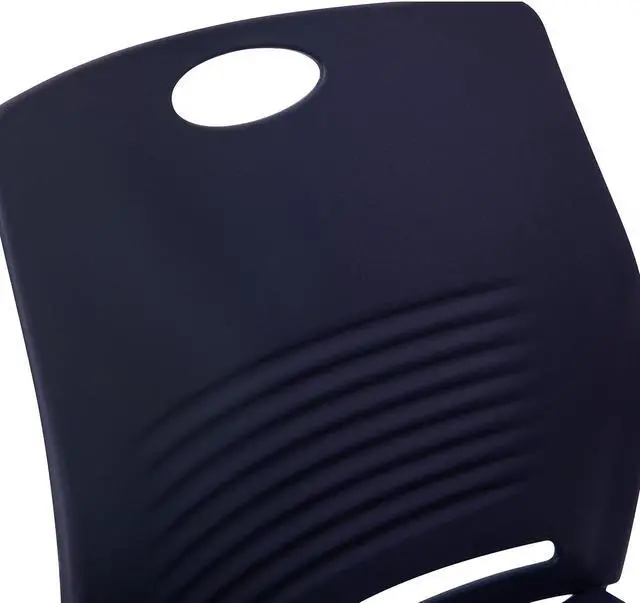 Alt view image 11 of 15 - HERCULES Series Commercial Grade 660 lb. Capacity Navy Plastic Stack Chair with Black Powder Coated Sled Base Frame and Integrated Carrying Handle