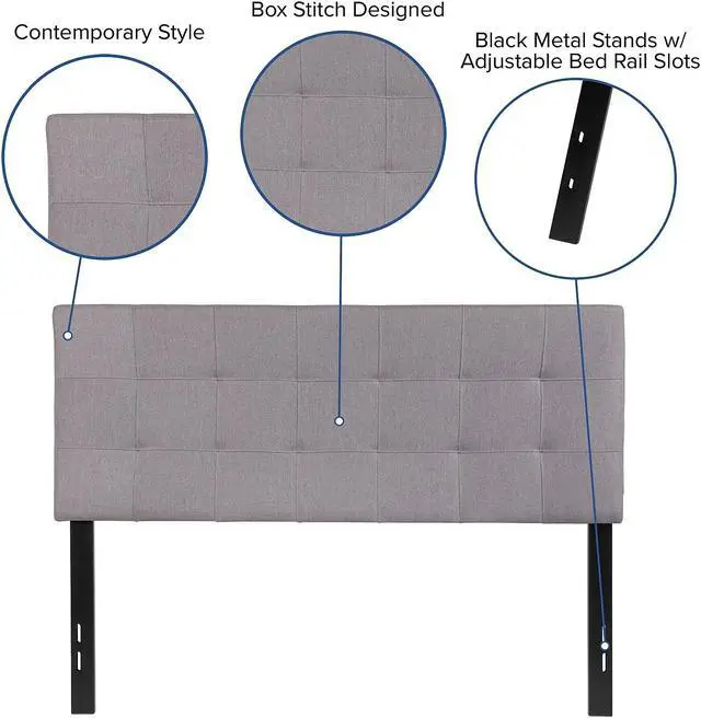 Alt view image 20 of 20 - Bedford Tufted Upholstered Full Size Headboard in Navy Fabric