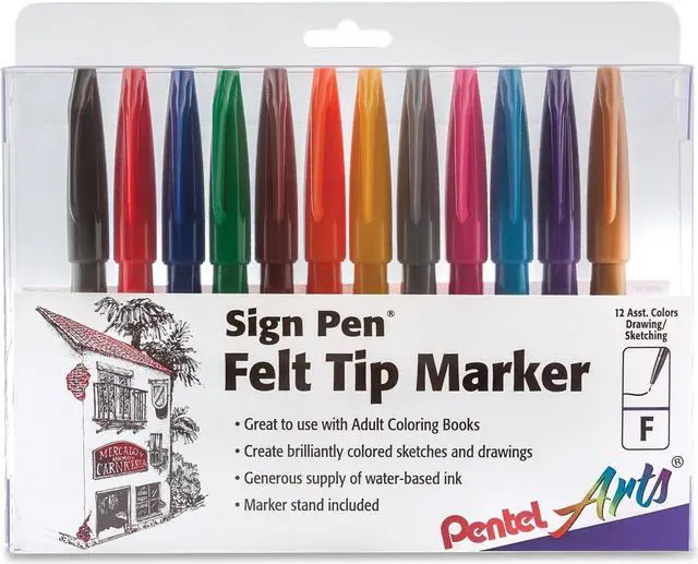 Alt view image 13 of 14 - Pentel Sign Pens Fiber Tip Bold Point 12/PK Assorted S52012