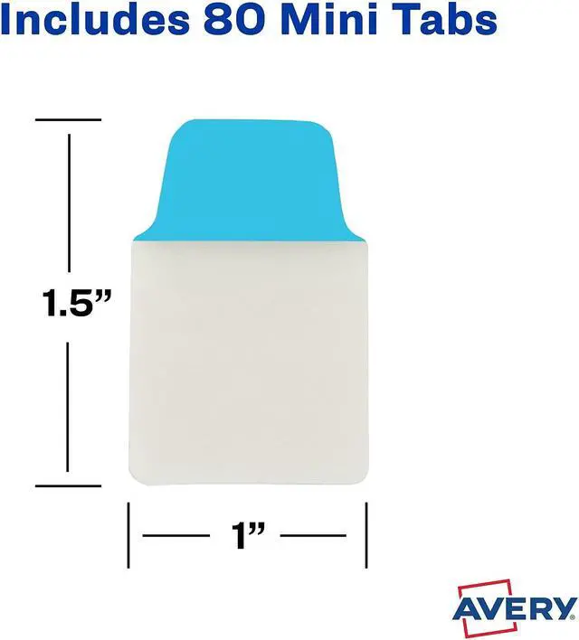 Alt view image 18 of 18 - Avery Mini Ultra Tabs, 1 x 1.5, 2-Side Writable, Red/Blue/Orange, 80 Repositionable Tabs (74763)