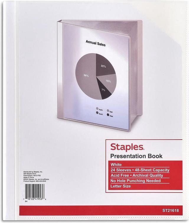 Staples Letter Clear Cover Presentation Book White Each (21618CC/10555) 