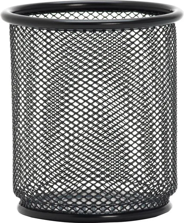 Main image of Lorell Steel Pencil Cup 3-1/2"x3-7/8" Black Mesh 84149