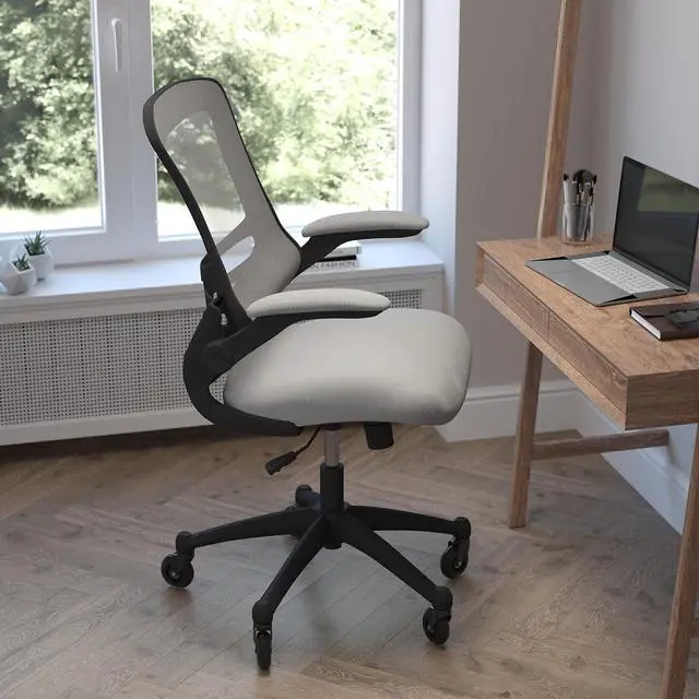 Alt view image 7 of 20 - Flash Furniture Kelista Ergonomic Mesh Swivel Mid-Back Task Office Chair Dark Gray (BLX5MDKGYRLB)