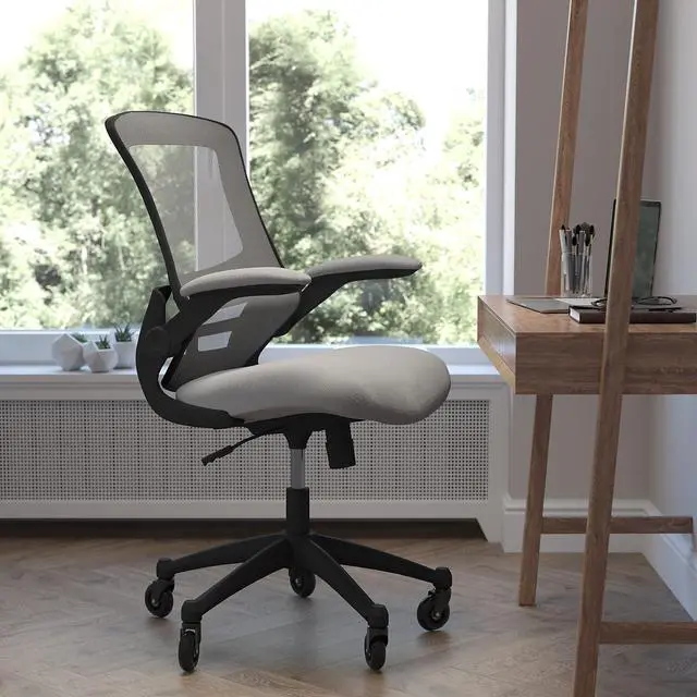 Alt view image 6 of 20 - Flash Furniture Kelista Ergonomic Mesh Swivel Mid-Back Task Office Chair Dark Gray (BLX5MDKGYRLB)
