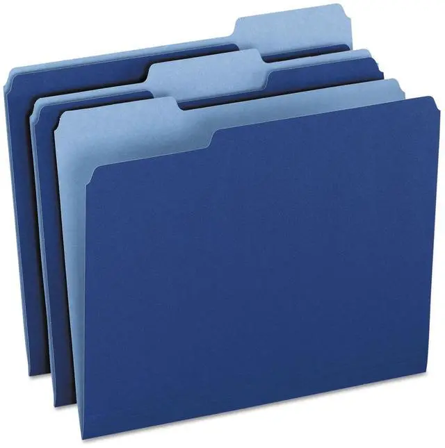 Main image of Pendaflex Colored File Folders 1/3 CutTop Tab Letter Navy Blue/Light Navy Blue 100/Box 15213NAV