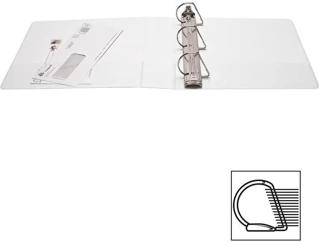 Alt view image 3 of 11 - Business Source D-Ring Binder w/ Pockets 2" Capacity White 28442