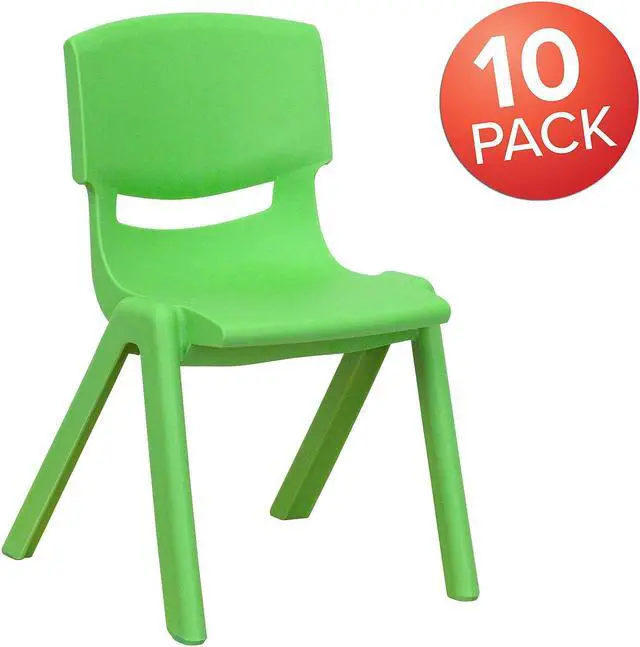 Alt view image 11 of 15 - Flash Furniture 10 Pack Green Plastic Stackable School Chair with 12 Seat Height