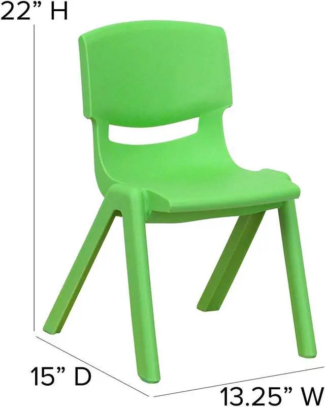Alt view image 15 of 15 - Flash Furniture 10 Pack Green Plastic Stackable School Chair with 12 Seat Height
