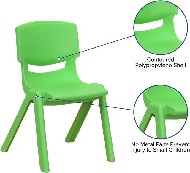 Alt view image 14 of 15 - Flash Furniture 10 Pack Green Plastic Stackable School Chair with 12 Seat Height