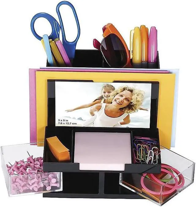 Alt view image 4 of 6 - Officemate International Corp. Desk Organizer 9 Comp Black/Clear 23112
